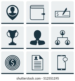 Set Of Human Resources Icons On Messaging, Manager And Wallet Topics. Editable Vector Illustration. Includes Pin, Money, Male And More Vector Icons.