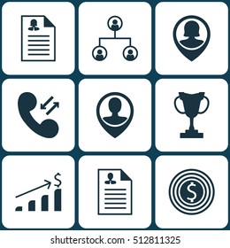 Set Of Human Resources Icons On Business Goal, Female Application And Cellular Data Topics. Editable Vector Illustration. Includes Goal, Prize, Dollar And More Vector Icons.