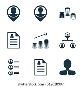 Set Of Human Resources Icons On Manager, Curriculum Vitae And Money Topics. Editable Vector Illustration. Includes Money, Organisation, Increase And More Vector Icons.