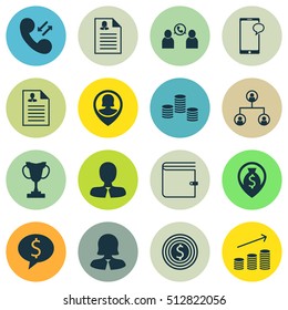 Set Of Human Resources Icons On Manager, Business Goal And Messaging Topics. Editable Vector Illustration. Includes Cup, Structure, Wallet And More Vector Icons.