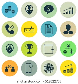 Set Of Human Resources Icons On Tournament, Employee Location And Messaging Topics. Editable Set Vector Illustration. Includes Cash, Dollar, Mobile And More Vector Icons.