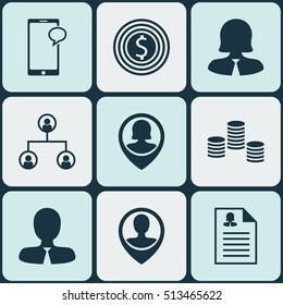 Set Of Human Resources Icons On Pin Employee, Female Application And Business Woman Topics. Editable Vector Illustration. Includes Success, Tree, Structure And More Vector Icons.
