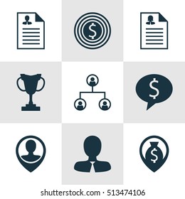 Set Of Human Resources Icons On Manager, Curriculum Vitae And Money Navigation Topics. Editable Vector Illustration. Includes Discussion, Employee, Male And More Vector Icons.