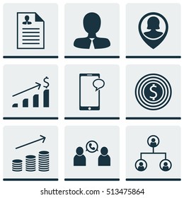 Set Of Human Resources Icons On Manager, Messaging And Pin Employee Topics. Editable Vector Illustration. Includes Pin, Tree, Phone And More Vector Icons.