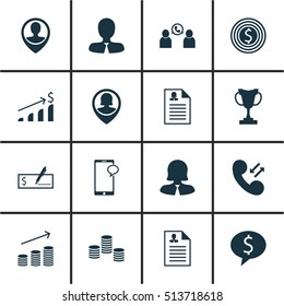 Set Of Human Resources Icons On Messaging, Cellular Data And Employee Location Topics. Editable Vector Illustration. Includes Mobile, Success, Goal And More Vector Icons.