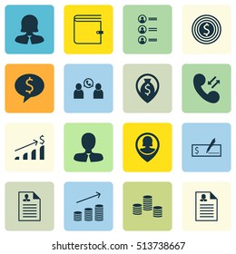 Set Of Human Resources Icons On Money, Phone Conference And Job Applicants Topics. Editable Vector Illustration. Includes Wallet, Cellular, Call And More  Elements