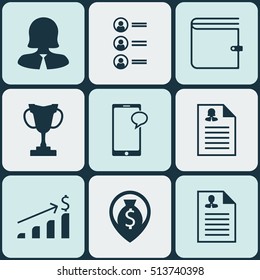 Set Of Human Resources Icons On Wallet, Job Applicants And Successful Investment Topics. Editable Vector Illustration. Includes List, Career, Growth And More Vector Icons.