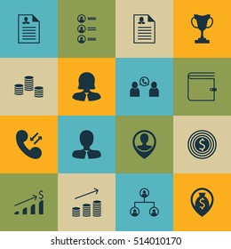 Set Of Human Resources Icons On Employee Location, Phone Conference And Job Applicants Topics. Editable Vector Illustration. Includes Cellular, Prize, Pin And More Vector Icons.