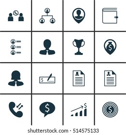 Set Of Human Resources Icons On Employee Location, Female Application And Successful Investment Topics. Editable Vector Illustration. Includes List, Career, User And More Elements