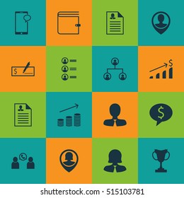 Set Of Human Resources Icons On Phone Conference, Manager And Business Deal Topics. Editable Vector Illustration. Includes Conference, Coins, Application And More Vector Icons.