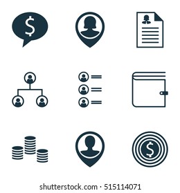 Set Of Human Resources Icons On Job Applicants, Pin Employee And Female Application Topics. Editable Vector Illustration. Includes User, Opinion, Wallet And More Vector Icons.