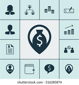 Set Of Human Resources Icons On Business Woman, Wallet And Money Topics. Editable Vector Illustration. Includes Check, Conference, Dollar And More Vector Icons.