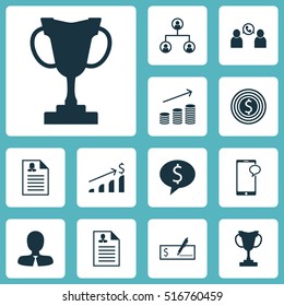 Set Of Human Resources Icons On Coins Growth, Tournament And Business Goal Topics. Editable Vector Illustration. Includes Application, Opinion, Resume And More Vector Icons.