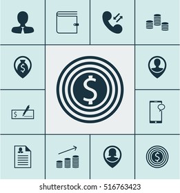 Set Of Human Resources Icons On Wallet, Bank Payment And Female Application Topics. Editable Vector Illustration. Includes Cellular, Resume, Money And More Elements