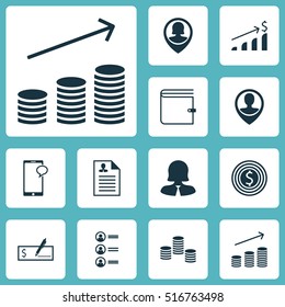Set Of Human Resources Icons On Business Woman, Pin Employee And Business Goal Topics. Editable Vector Illustration. Includes Increase, Profile, Purse And More Vector Icons.