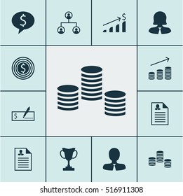 Set Of Human Resources Icons On Tree Structure, Manager And Money Topics. Editable Vector Illustration. Includes Coins, Application, Female And More Elements