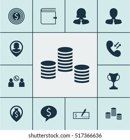 Set Of Human Resources Icons On Business Woman, Business Deal And Bank Payment Topics. Editable Vector Illustration. Includes Pin, Purse, Opinion And More Vector Icons.