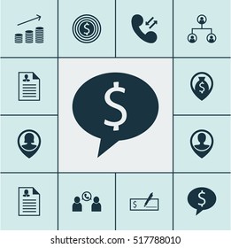 Set Of Human Resources Icons On Tree Structure, Cellular Data And Business Goal Topics. Editable Vector Illustration. Includes Organisation, Cash, Coins And More Vector Icons.