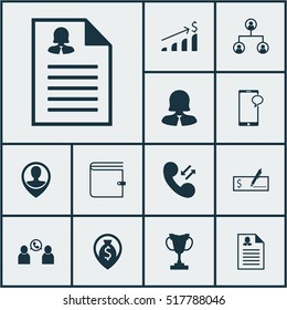 Set Of Human Resources Icons On Wallet, Cellular Data And Business Woman Topics. Editable Vector Illustration. Includes Bank, Mobile, Check And More Vector Icons.