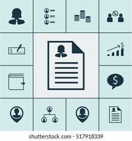 Set Of Human Resources Icons On Wallet, Money And Business Woman Topics. Editable Vector Illustration. Includes Application, Money, Call And More Vector Icons.