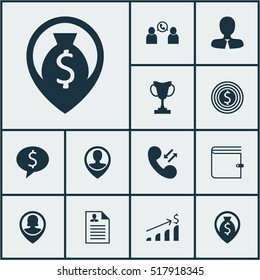 Set Of Human Resources Icons On Cellular Data, Money Navigation And Pin Employee Topics. Editable Vector Illustration. Includes Goal, Profile, Money And More Vector Icons.