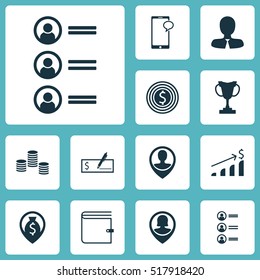 Set Of Human Resources Icons On Business Goal, Bank Payment And Tournament Topics. Editable Vector Illustration. Includes User, Employee, Wallet And More Elements