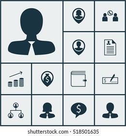 Set Of Human Resources Icons On Business Deal, Pin Employee And Manager Topics