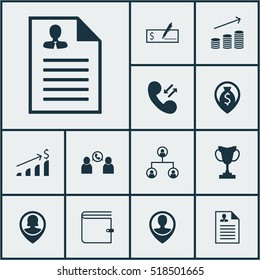 Set Of Human Resources Icons On Wallet, Tree Structure And Pin Employee Topics. Editable Vector Illustration. Includes Resume, Phone, Check And More Elements