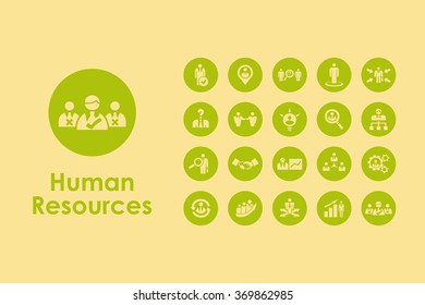 Set of human resources simple icons