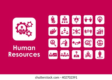 Set of human resources simple icons