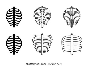 Set of Human rib bone icon and symbol, vector art