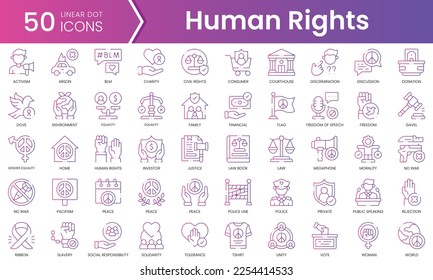 Set of human rights icons. Gradient style icon bundle. Vector Illustration