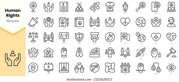 Set of human rights Icons. Simple line art style icons pack. Vector illustration