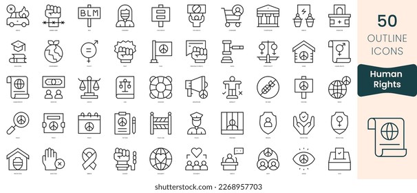 Set of human rights icons. Thin linear style icons Pack. Vector Illustration