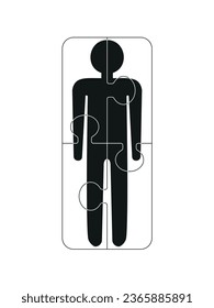 Set of human shaped puzzle pieces in flat style. Puzzle jigsaw on white background. Symbolic pieces of the autism puzzle. Vector illustration