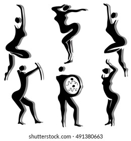 set of human silhouette