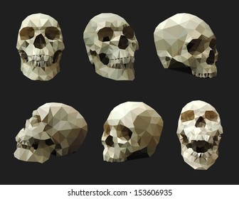 Set of Human Skulls in Triangular style. EPS10 Vector Illustration.