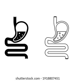 Set of Human stomach and gastrointestinal system vector illustration isolated on black background
