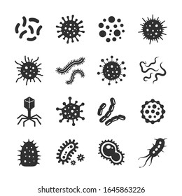 Set of Human Virus And Bacteria Related Vector Icons