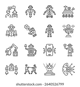 Set of Humanoid Outline Style Icons 

