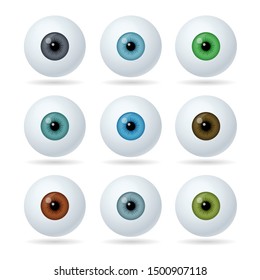 Set of humans and abstract eyes. Realistic Eyes icons.