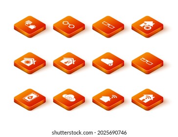 Set Humidity for smart home, Internet of things, Smart, House temperature, with wi-fi,  and glasses icon. Vector