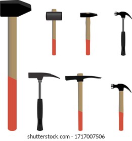 Set of hummer tools useful for buildings concept