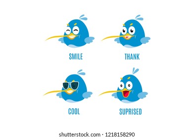 Set of Hummingbird Emoticons