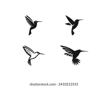 conjunto de ilustraciones vectoriales del logotipo de hummingbird, plantilla de logotipo de colibri