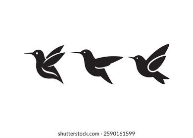 Set of Hummingbirds Silhouette Logo Art Illustration