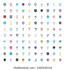 Set of hundred cryptocurrency logos, full names and official symbols in layers panel, part 2