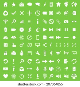 Set of hundred white flat web navigation and mobile icons