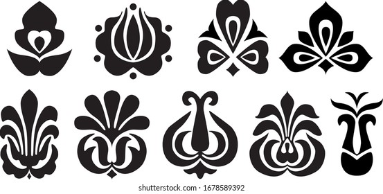 Set of Hungarian - Transylvanian flower motives 