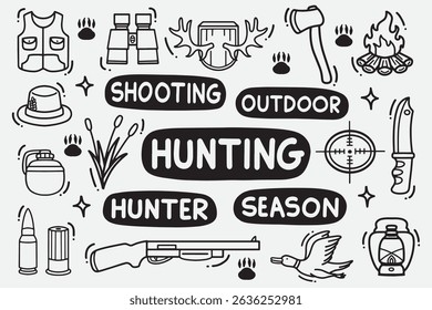 set of hunter doodle good for background, wallpaper, element design, icon, etc
